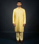 Yellow linen kurta