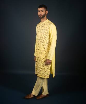 Yellow linen kurta 2