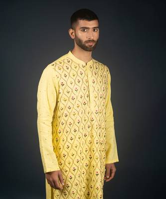 Yellow linen kurta 3