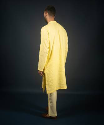 Yellow linen kurta 4