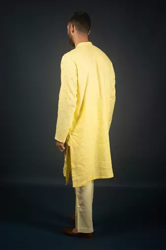 Yellow linen kurta
