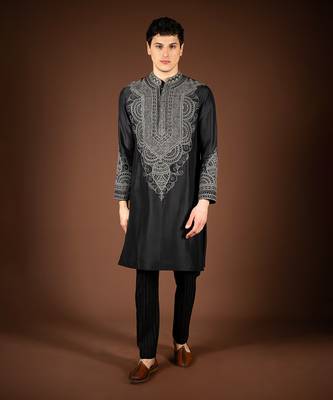 Black silk kurta 1