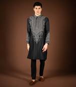 Black silk kurta