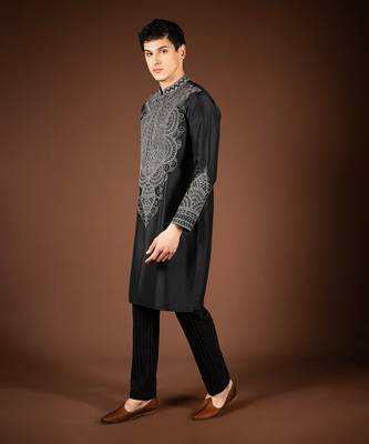 Black silk kurta 2