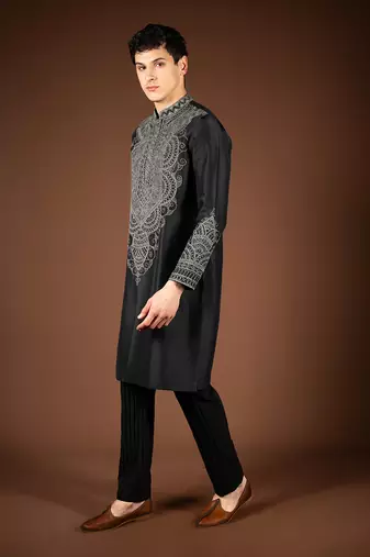 Black silk kurta
