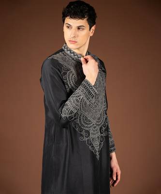 Black silk kurta 3