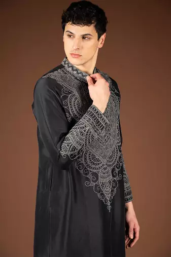 Black silk kurta