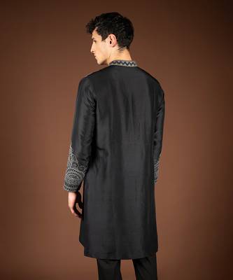 Black silk kurta 4