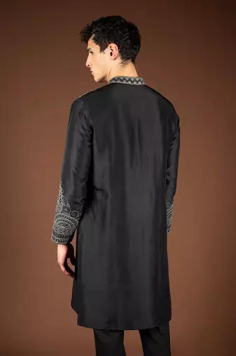 Black silk kurta