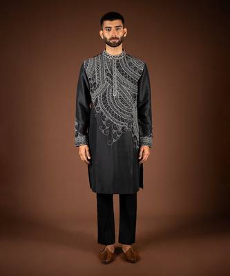 Black silk kurta 1