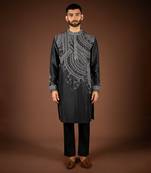 Black silk kurta