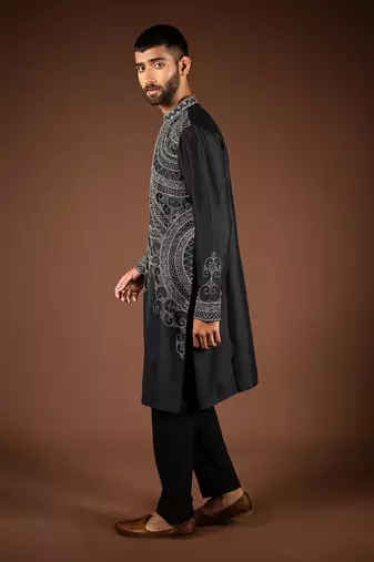 Black silk kurta