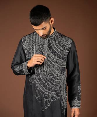 Black silk kurta 3