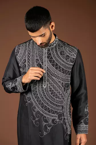 Black silk kurta