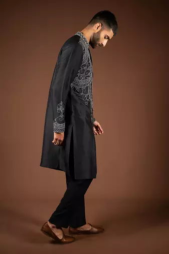 Black silk kurta