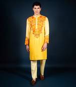 Yellow ombre linen kurta