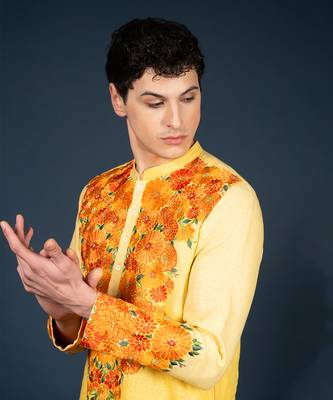 Yellow ombre linen kurta 2