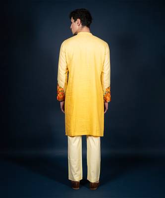 Yellow ombre linen kurta 3