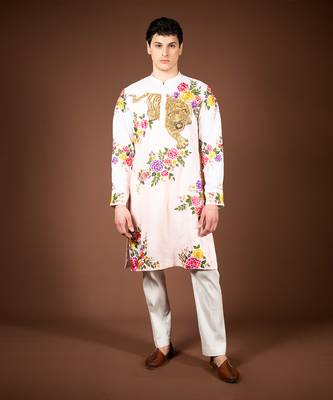 Peach ombre linen kurta 1