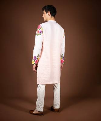 Peach ombre linen kurta 3