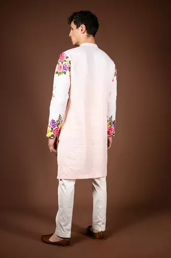 Peach ombre linen kurta