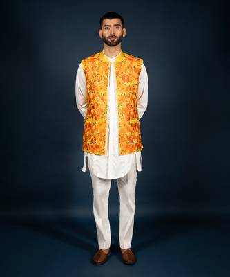 Yellow linen satin bandi 1