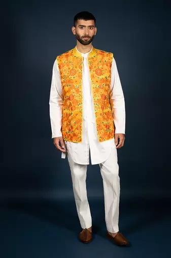 Yellow linen satin bandi