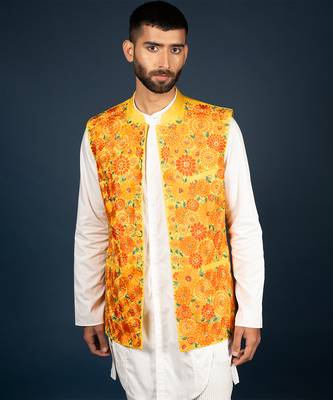 Yellow linen satin bandi 3