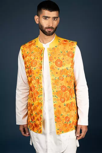 Yellow linen satin bandi