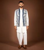 Navy blue matka silk bandi