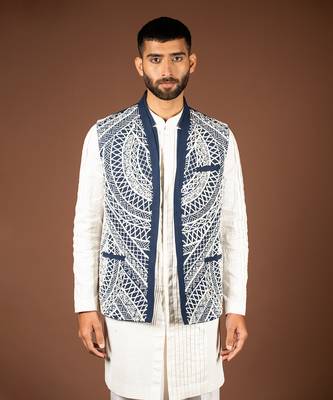 Navy blue matka silk bandi 2