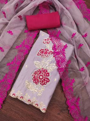 Women's light purple sequence embroidery premium roman silk dress material 4