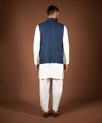 Navy blue matka silk bandi 4