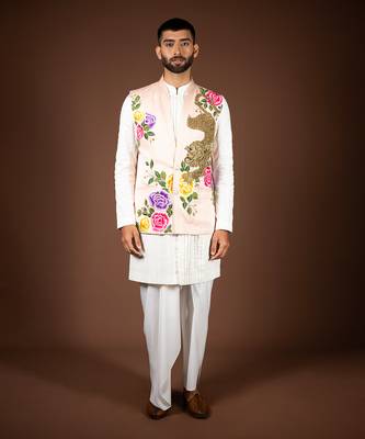 Peach linen satin bandi 1