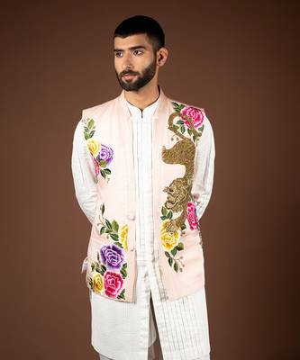 Peach linen satin bandi 2