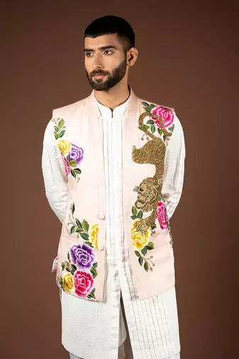 Peach linen satin bandi