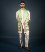 Green linen satin bandi