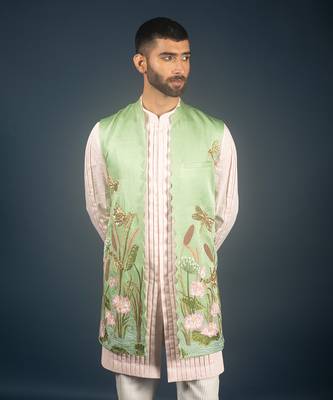 Green linen satin bandi 2