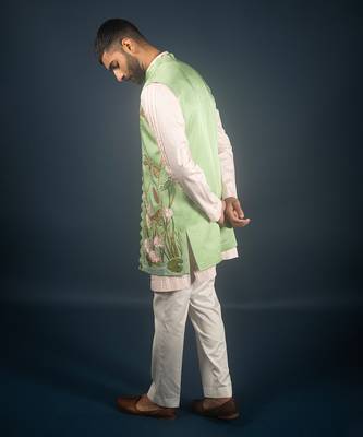 Green linen satin bandi 3