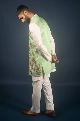 Green linen satin bandi