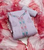 Women's light purple sequence work premium roman silk dress material