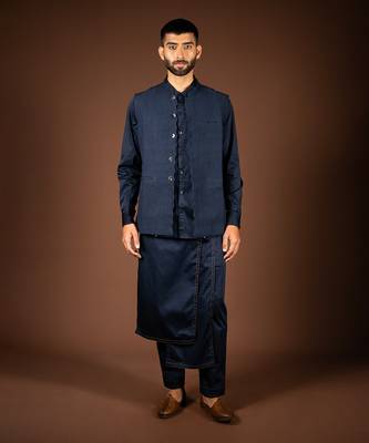 Navy blue linen bandi 1