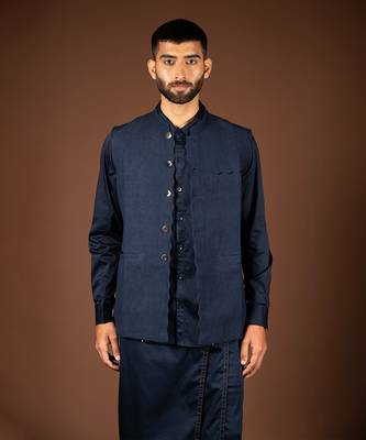 Navy blue linen bandi 2