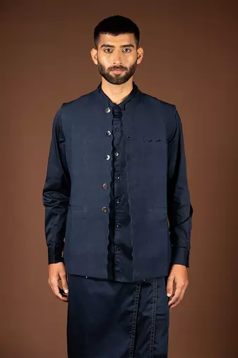 Navy blue linen bandi