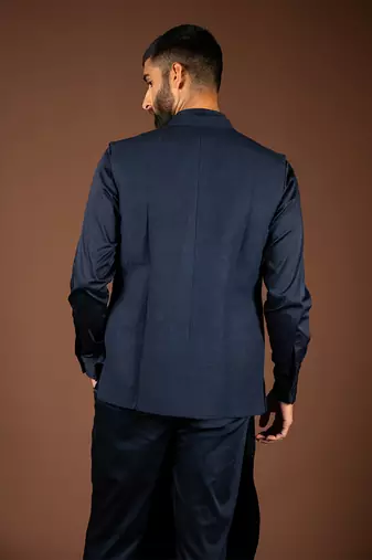 Navy blue linen bandi