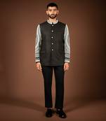 Black matka silk bandhgala