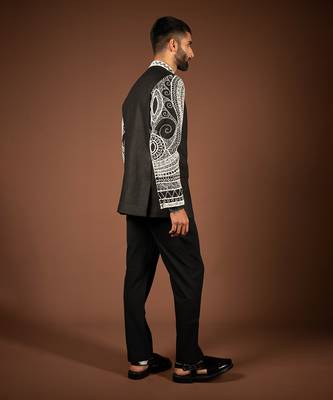 Black matka silk bandhgala 4