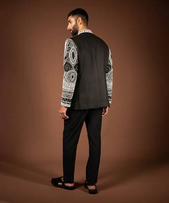 Black matka silk bandhgala 5