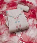 Women's grey unstitched sequence work premium roman silk dress material 