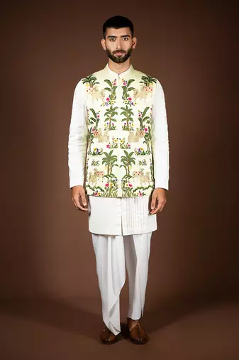 Light green linen satin bandi